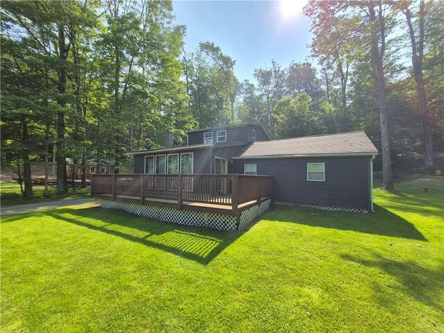 414 Oquaga Lake Rd, Sanford, NY 13754 - back of property featuring a deck and a lawn