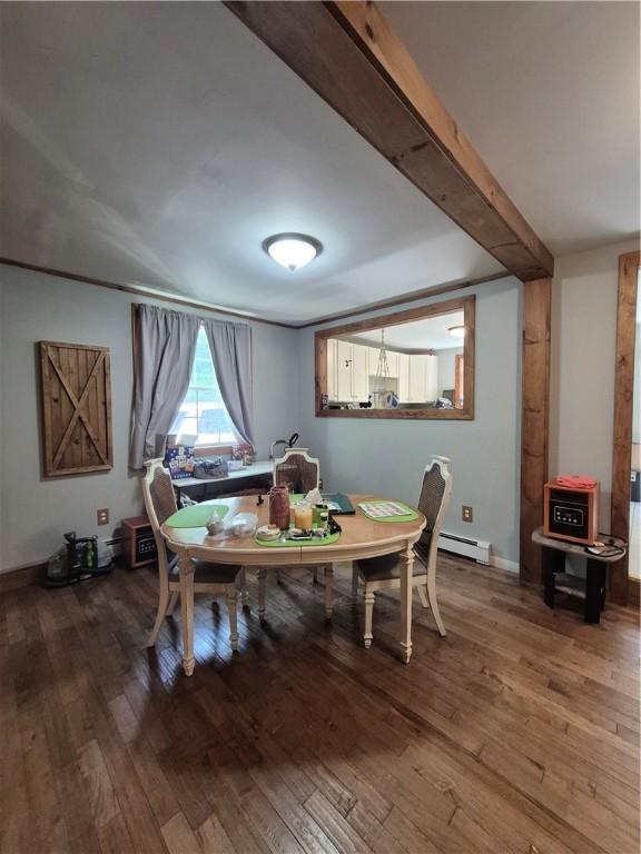414 Oquaga Lake Rd, Sanford, NY 13754 - dining space with hardwood / wood-style floors and baseboard heating
