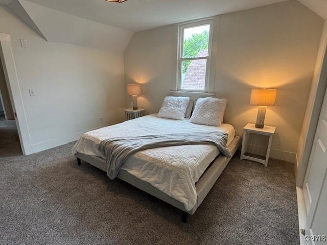 338 Leonard St, Oneida-Inside, NY 13421 - bedroom with vaulted ceiling and carpet flooring
