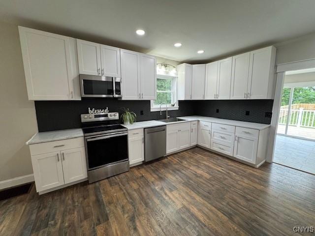 338 Leonard St, Oneida-Inside, NY 13421 - kitchen featuring stainless steel appliances, plenty of natural light, dark wood-type flooring, and recessed lighting