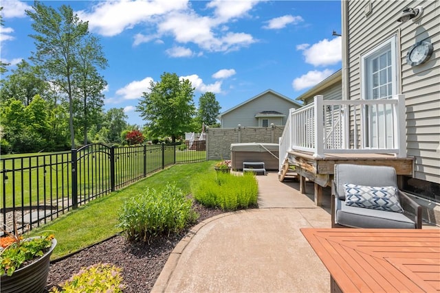 16 Leah Ln, Chili, NY 14514 - fenced backyard featuring a hot tub and a patio area