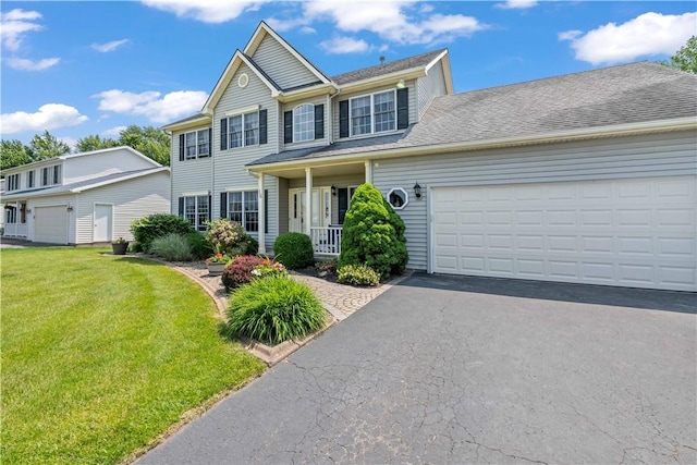 16 Leah Ln, Chili, NY 14514 - view of front of property with a front yard, asphalt driveway, and an attached garage
