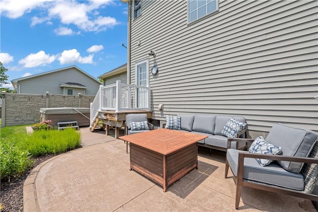 16 Leah Ln, Chili, NY 14514 - view of patio with a hot tub and an outdoor living space