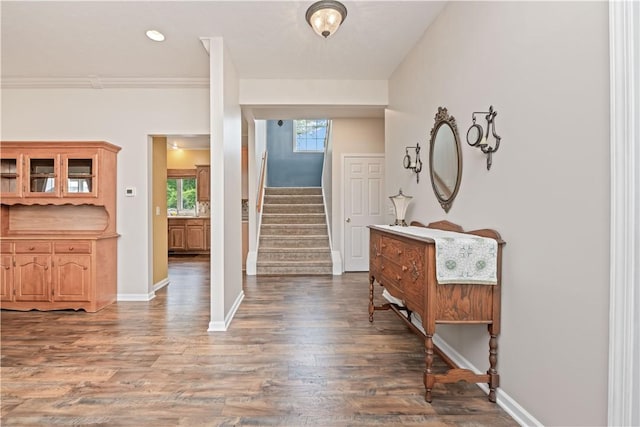 16 Leah Ln, Chili, NY 14514 - foyer entrance featuring stairs and wood finished floors