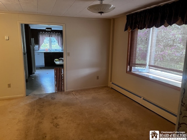 4871 Bayview Rd, Ellery, NY 14712 - empty room featuring a baseboard heating unit and carpet floors