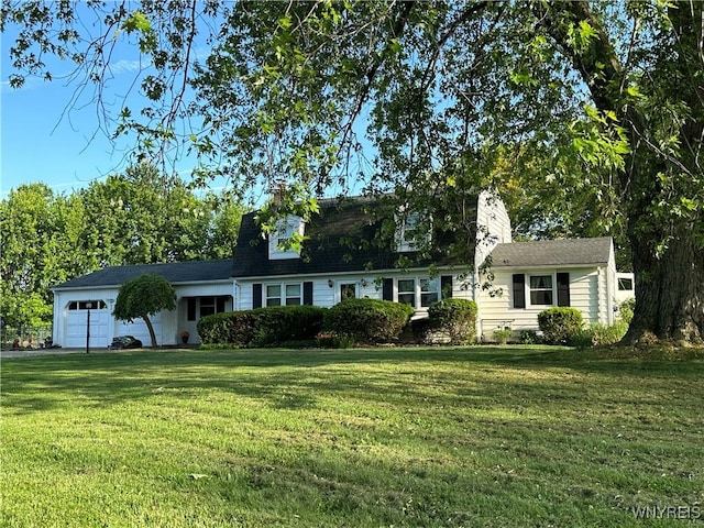 4214 Wilson Burt Rd, Wilson, NY 14172 - cape cod-style house featuring a chimney, an attached garage, and a front yard