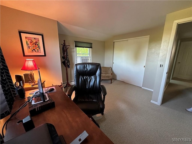 4214 Wilson Burt Rd, Wilson, NY 14172 - office featuring carpet floors, baseboard heating, and cooling unit