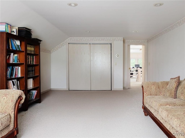 21751 Hewitt Dr, Champion, NY 13619 - living area featuring carpet and vaulted ceiling