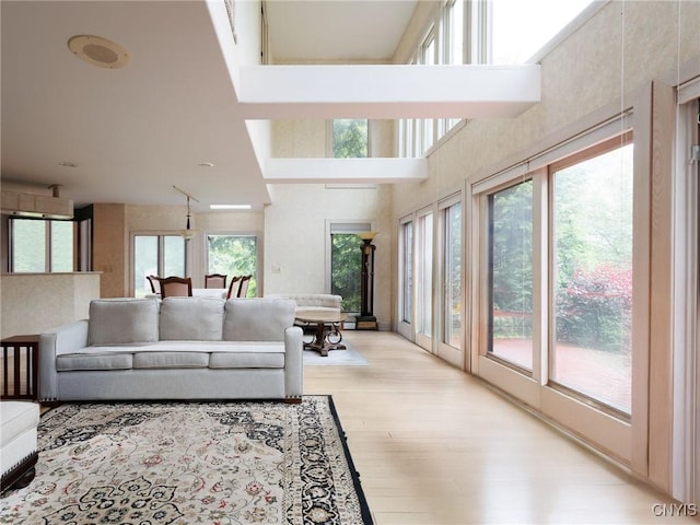 21751 Hewitt Dr, Champion, NY 13619 - living room with plenty of natural light, light wood-style flooring, and a high ceiling