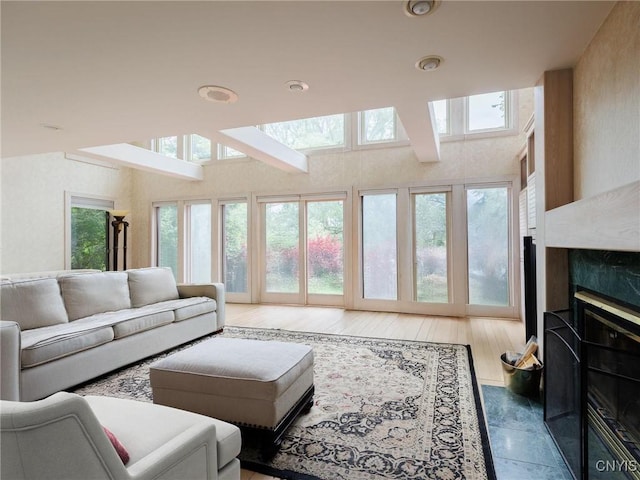 21751 Hewitt Dr, Champion, NY 13619 - living area with a skylight, healthy amount of natural light, and a fireplace