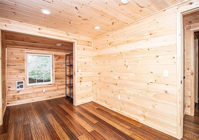 5345 Paddleford Rd, Eaton, NY 13334 - spare room with dark wood-style flooring, wood walls, wood ceiling, and recessed lighting