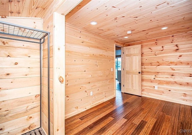 5345 Paddleford Rd, Eaton, NY 13334 - empty room with wood ceiling, wood walls, recessed lighting, and wood finished floors