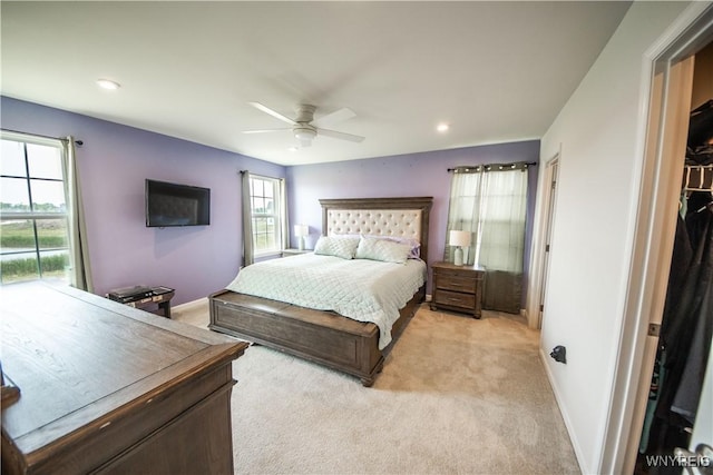 510 Limestone Ct, Grand Island, NY 14072 - bedroom with light carpet, recessed lighting, and ceiling fan