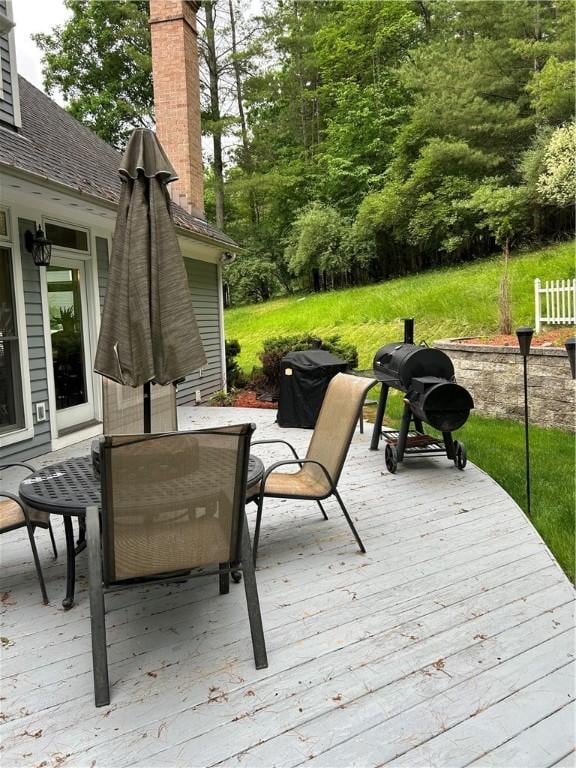 38 Hemlock Ln, Erwin, NY 14870 - wooden deck featuring outdoor dining area and grilling area