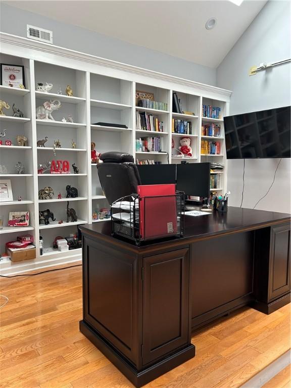 38 Hemlock Ln, Erwin, NY 14870 - office featuring light wood finished floors and vaulted ceiling