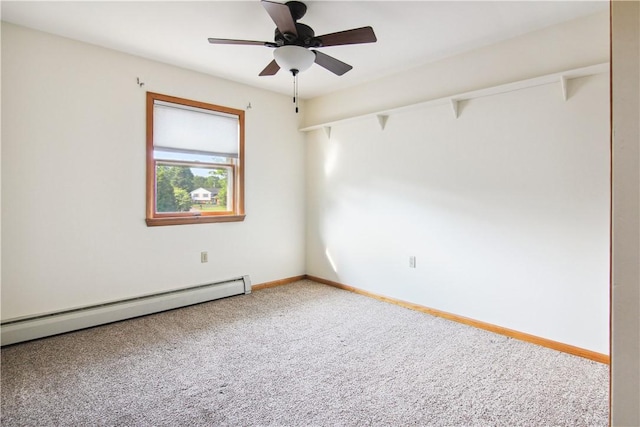 9 Jacob Dr, Erwin, NY 14870 - carpeted spare room featuring a baseboard heating unit and ceiling fan