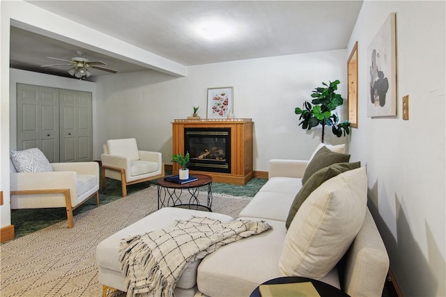 9 Jacob Dr, Erwin, NY 14870 - living area with a ceiling fan and a glass covered fireplace