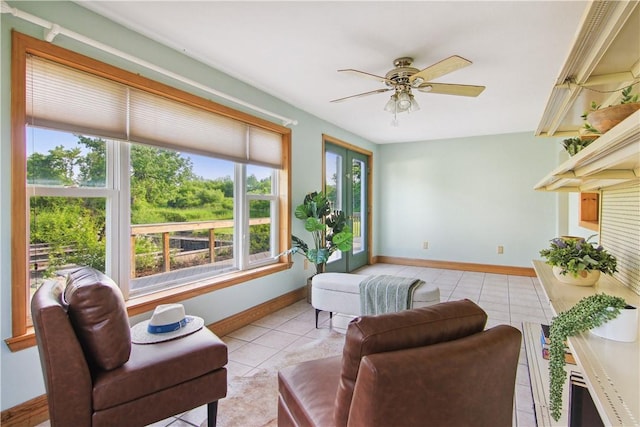 9 Jacob Dr, Erwin, NY 14870 - living room featuring light tile patterned flooring and a ceiling fan