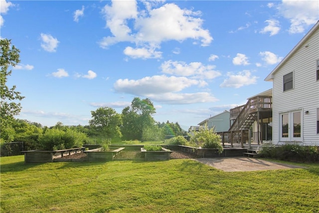 9 Jacob Dr, Erwin, NY 14870 - view of grassy yard with a garden, stairway, and a wooden deck
