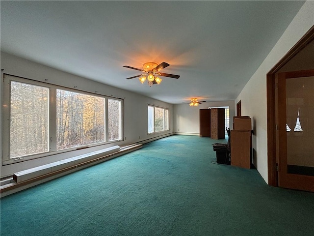 100 Brickwork Rd, Hamlin, PA 16735 - unfurnished living room with carpet flooring and ceiling fan