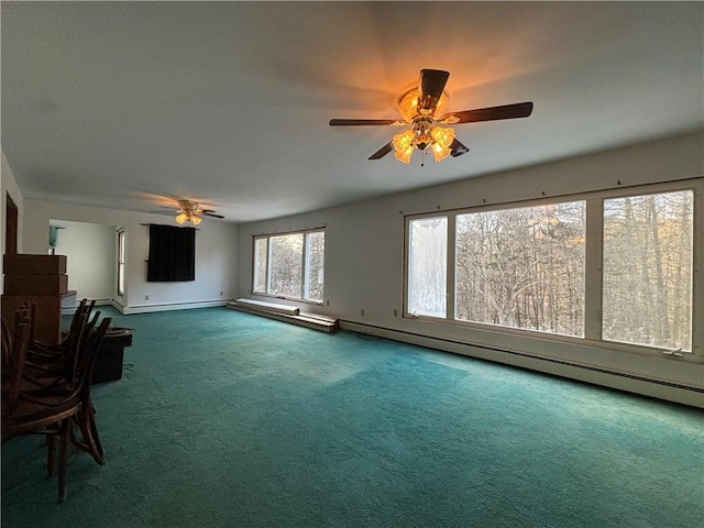 100 Brickwork Rd, Hamlin, PA 16735 - unfurnished living room with ceiling fan and carpet floors