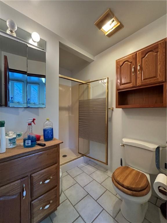 100 Brickwork Rd, Hamlin, PA 16735 - full bathroom featuring a shower stall, vanity, and tile patterned floors