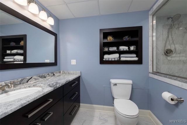 2371 Bullis Rd, Elma, NY 14059 - bathroom with vanity, marble finish flooring, and tiled shower
