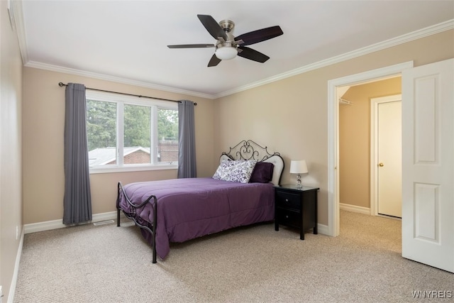 2371 Bullis Rd, Elma, NY 14059 - bedroom with crown molding, light carpet, and ceiling fan
