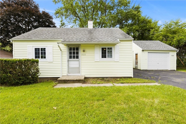 213 Auburn Ave, Gates, NY 14606 - bungalow with a chimney, a front yard, asphalt driveway, and a shingled roof