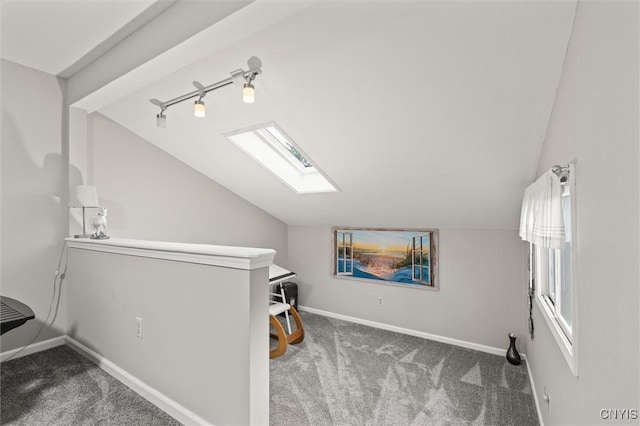 101 Post Lamp Cir, Cicero, NY 13212 - additional living space featuring vaulted ceiling, carpet floors, and a skylight