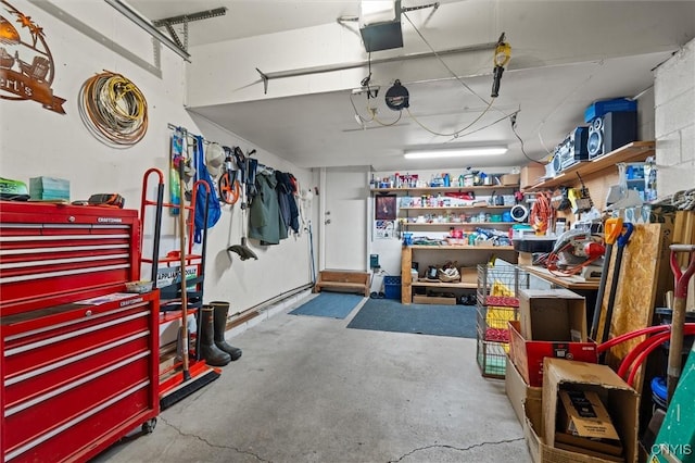 101 Post Lamp Cir, Cicero, NY 13212 - garage with a garage door opener and a workshop area