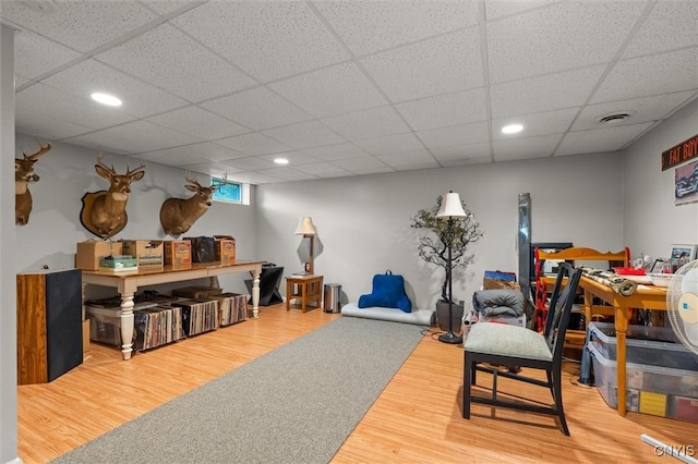101 Post Lamp Cir, Cicero, NY 13212 - playroom with wood finished floors, a drop ceiling, and recessed lighting