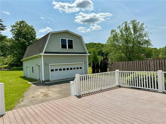 540 Derrick Rd, Foster-Town, PA 16701 - deck with a yard, a detached garage, and an outdoor structure