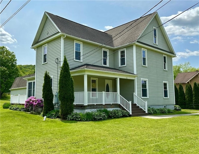 540 Derrick Rd, Foster-Town, PA 16701 - view of front of property with covered porch, a front yard, and roof with shingles