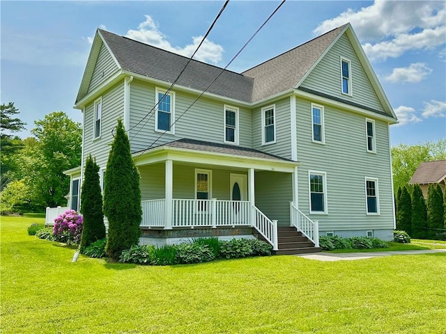 540 Derrick Rd, Foster-Town, PA 16701 - view of front facade featuring covered porch, a front yard, and roof with shingles