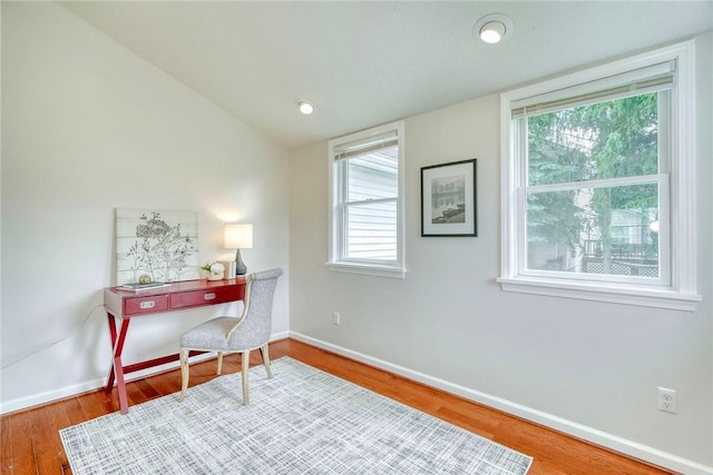 731 Brookeville Dr, Webster, NY 14580 - office area with wood finished floors and vaulted ceiling