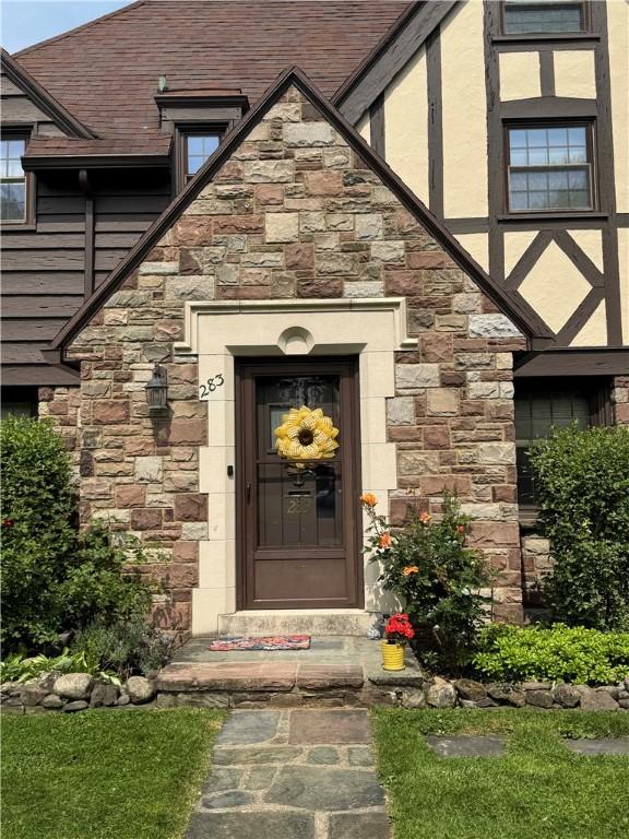 283 Bonnie Brae Ave, Brighton, NY 14618 - entrance to property featuring stone siding