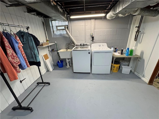 283 Bonnie Brae Ave, Brighton, NY 14618 - laundry room with independent washer and dryer and concrete block wall