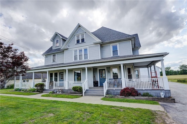 4618 Oak Orchard Rd, Barre, NY 14411 - view of front of home featuring a porch, a front yard, and a shingled roof