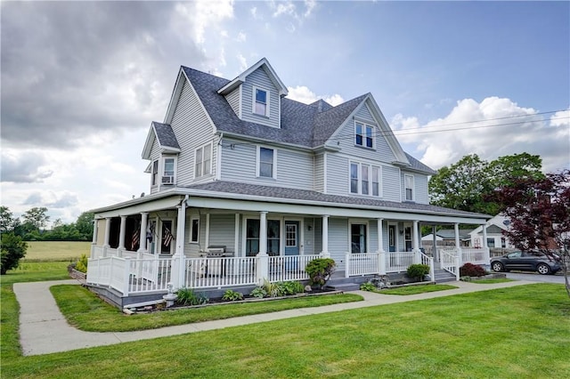 4618 Oak Orchard Rd, Barre, NY 14411 - view of front facade featuring covered porch, a front yard, and roof with shingles