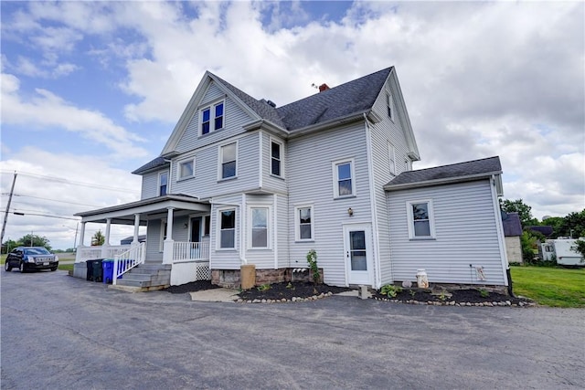 4618 Oak Orchard Rd, Barre, NY 14411 - view of front of property with a porch, a chimney, and roof with shingles