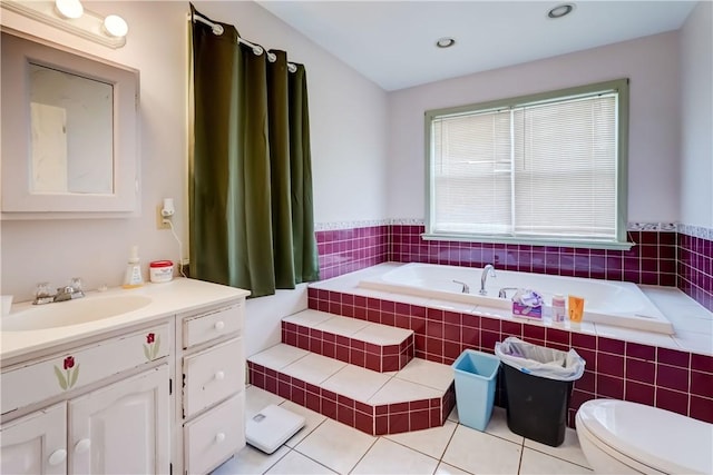 4618 Oak Orchard Rd, Barre, NY 14411 - bathroom with a bath, vanity, and tile patterned floors