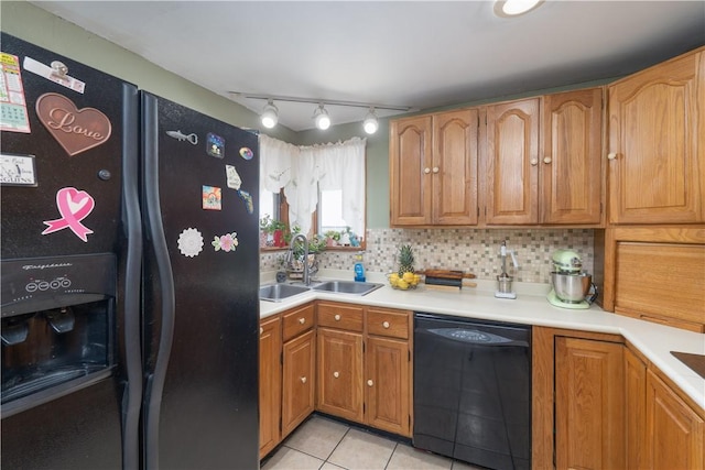11 Fulton St, North Dansville, NY 14437 - kitchen with dishwasher, fridge with ice dispenser, decorative backsplash, and light countertops