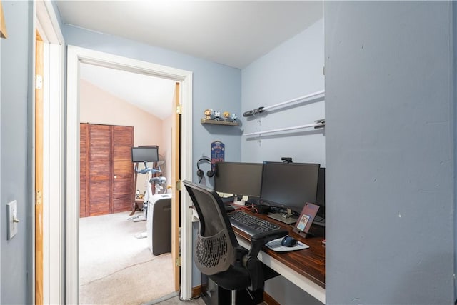 11 Fulton St, North Dansville, NY 14437 - home office with carpet and vaulted ceiling