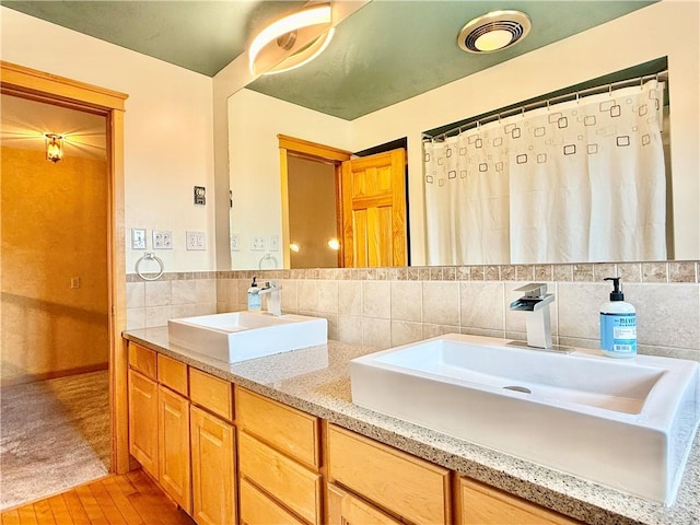 3 Suncrest Ter, Oneonta-City, NY 13820 - bathroom with double vanity and tile walls