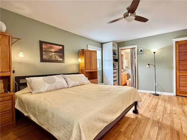 3 Suncrest Ter, Oneonta-City, NY 13820 - bedroom with hardwood / wood-style flooring, ensuite bathroom, and ceiling fan