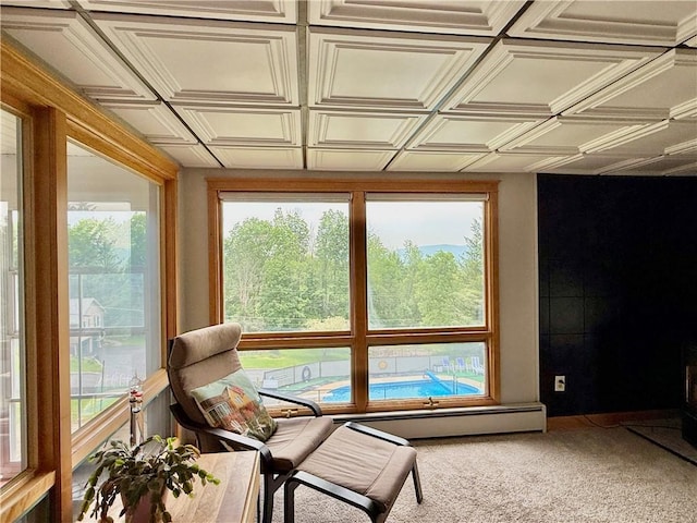 3 Suncrest Ter, Oneonta-City, NY 13820 - living area featuring plenty of natural light, an ornate ceiling, and carpet floors
