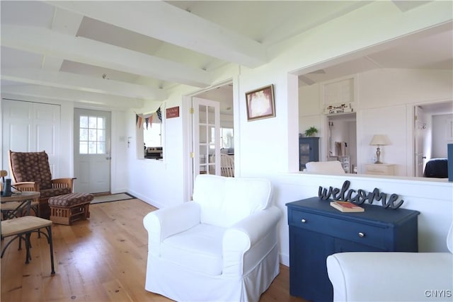 11713 Rays Bay Rd, Henderson, NY 13650 - living area with wood finished floors and beam ceiling