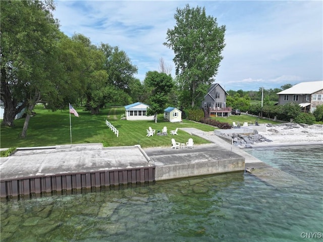 11713 Rays Bay Rd, Henderson, NY 13650 - dock area with a boat ramp, a water view, and a yard