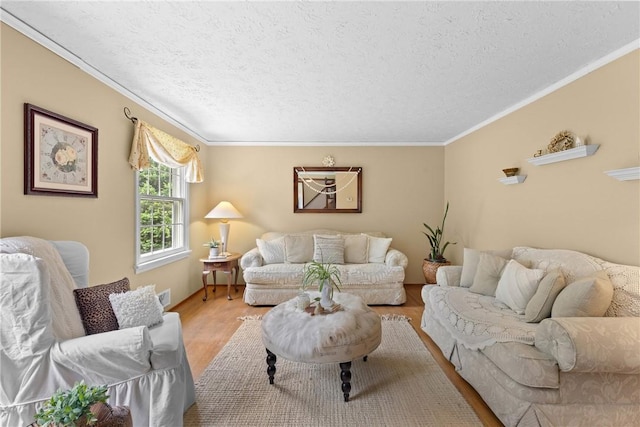 133 Parklands Dr, Greece, NY 14616 - living room featuring wood finished floors, crown molding, and a textured ceiling